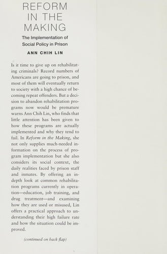 Reform in the making: the implementation of social policy in prison