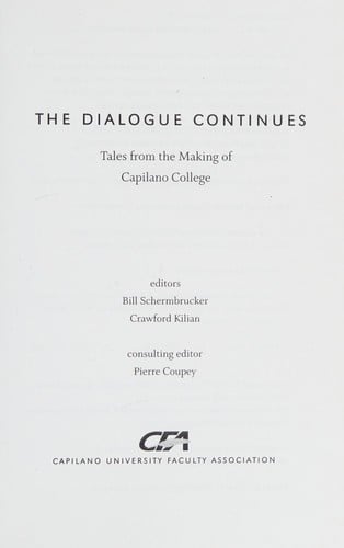 The dialogue continues: tales from the making of Capilano College