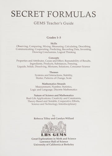 Secret formulas: GEMS teacher's guide