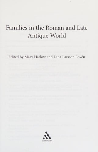 Families in the Roman and late antique world