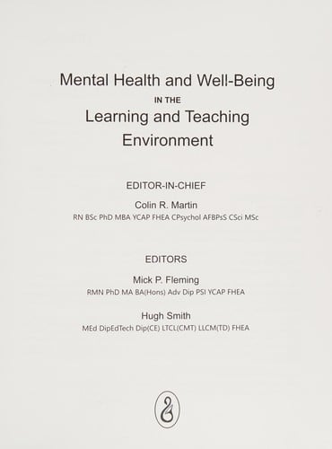 Mental health and well-being in the learning and teaching environment