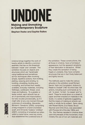 Undone: making and unmaking in contemporary sculpture