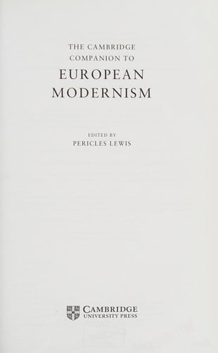 The Cambridge companion to European modernism