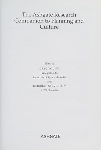 Ashgate Research Companion to Planning and Culture