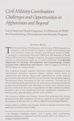 Civil-military coordination: challenges and opportunities in Afghanistan and beyond