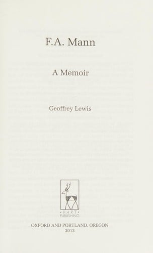F. A. Mann: A Memoir