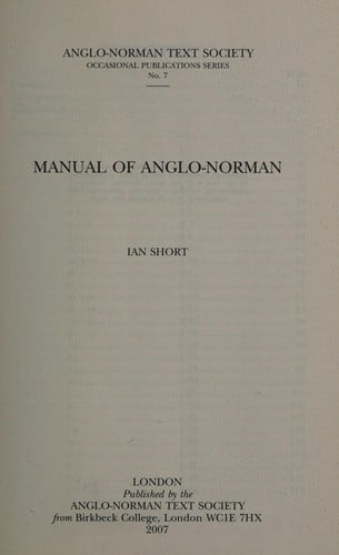 Manual of Anglo-Norman