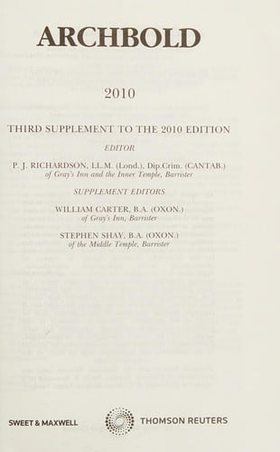 Archbold 2010: third supplement to the 2010 edition
