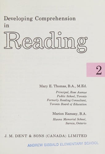 Developing comprehension in reading, 2