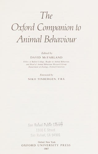 The Oxford companion to animal behaviour