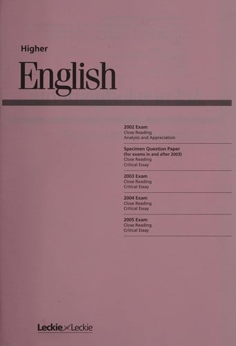 English Higher SQA Past Papers (Official Sqa Past Paper)