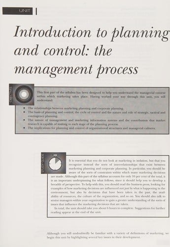 Strategic marketing management 1996-97: planning and control, analysis and decision