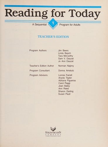 Reading for Today Book 3 (Teachers ed)