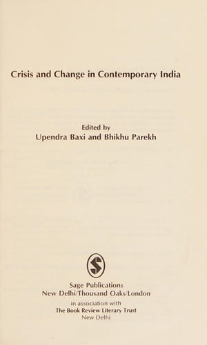 Crisis and change in contemporary India