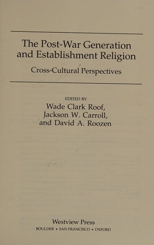 The post-war generation and establishment religion: cross-cultural perspectives
