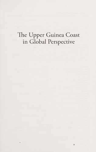 The Upper Guinea Coast in Global Perspective