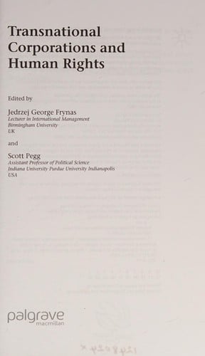 TRANSNATIONAL CORPORATIONS AND HUMAN RIGHTS; ED. BY JEDRZEJ GEORGE FRYNAS.