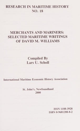 Merchants and mariners: selected maritime writings of David M. Williams