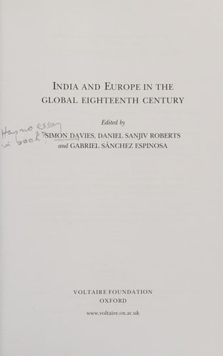 India and Europe in the global eighteenth century