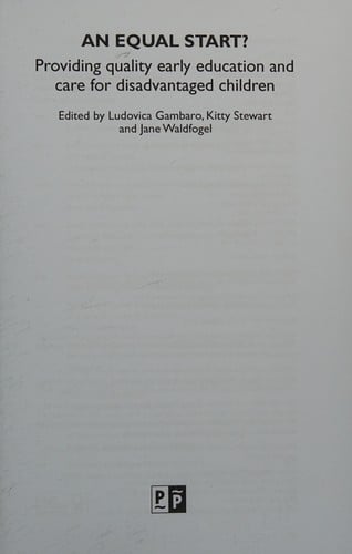 Equal Start?: Providing Quality Early Education and Care for Disadvantaged Children