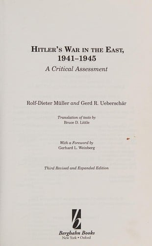 Hitler's war in the East, 1941-1945: a critical assessment