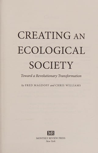 Creating an Ecological Society: Toward a Revolutionary Transformation