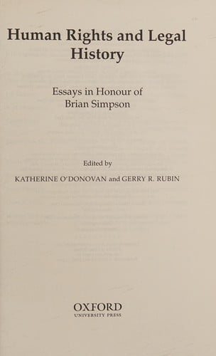Human rights and legal history: essays in honour of Brian Simpson