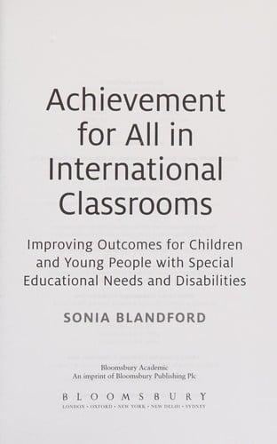 Achievement for All in International Classrooms: Improving Outcomes for Children and Young People with Special Educational Needs and Disabilities