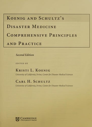 Koenig and Schultz's Disaster Medicine: Comprehensive Principles and Practice