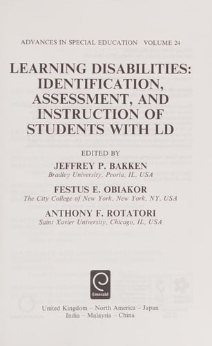Learning Disabilities: Identification, Assessment, and Instruction of Students with Ld