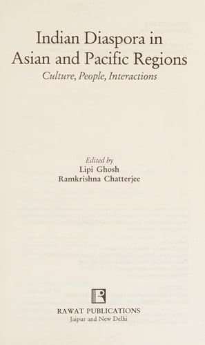 Indian diaspora in Asian and Pacific regions: culture, people, interactions