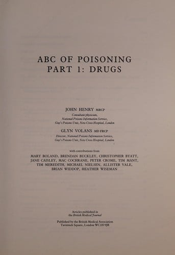 ABC of Poisoning Drugs (Part 1)