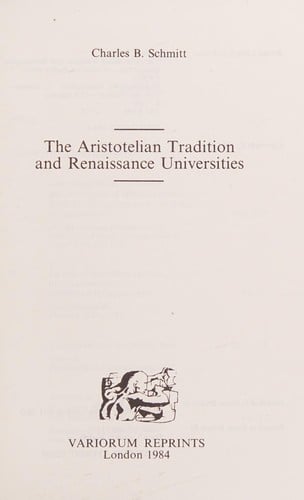 The Aristotelian tradition and Renaissance universities