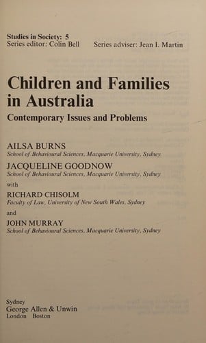 Children and families in Australia: contemporary issues and problems