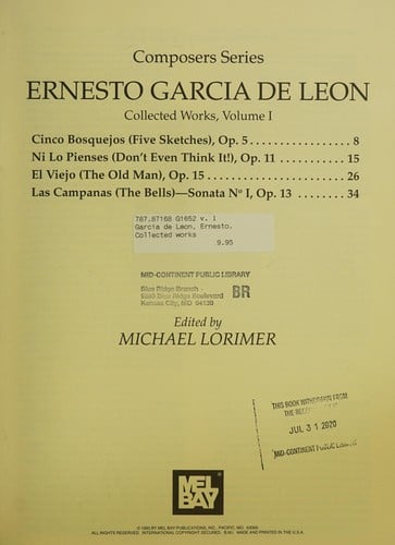 Ernesto Garcia De Lebon: Collected Works (Editiones Classicae)