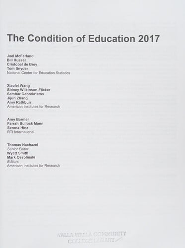 Condition of Education 2017