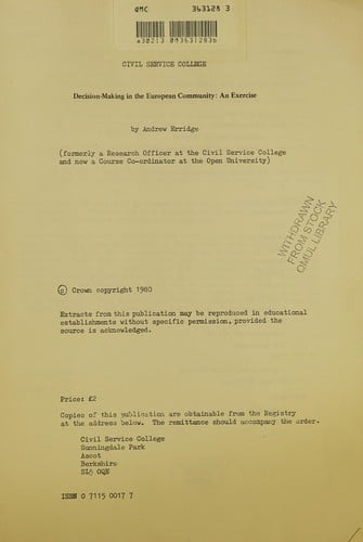 Decision-making in the European Community: an exercise