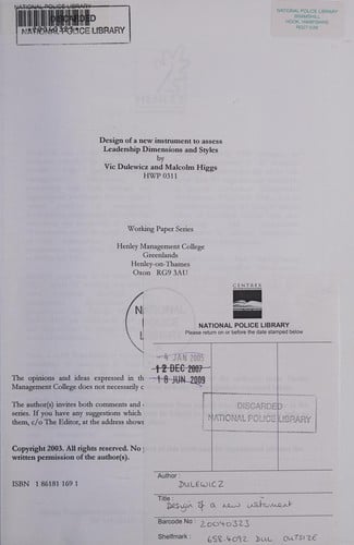 Design of a New Instrument to Assess Leadership Dimensions and Styles