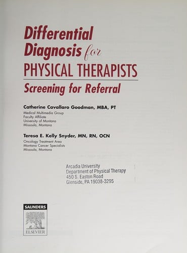 Differential diagnosis for physical therapists: screening for referral