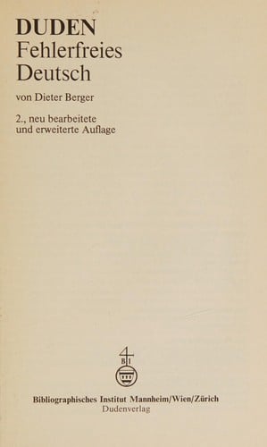 Fehlerfreies Deutsch (Duden-Taschenbhucher.)