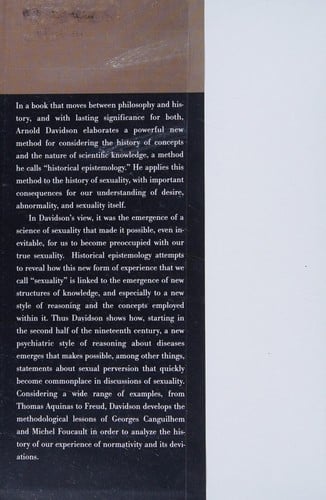 The emergence of sexuality: historical epistemology and the formation of concepts