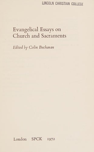 Evangelical essays on Church and sacraments