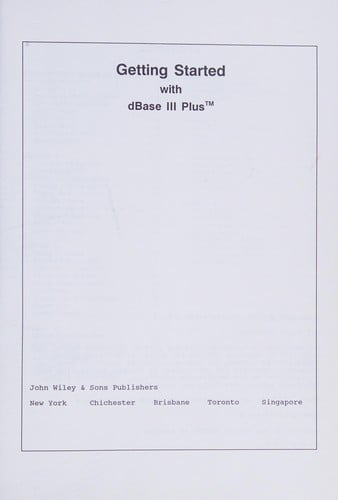 Getting started with dBase III plus