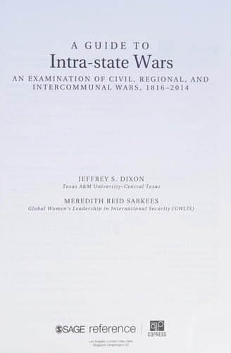 Guide to Intra-State Wars: An Examination of Civil, Regional, and Intercommunal Wars, 1816-2014