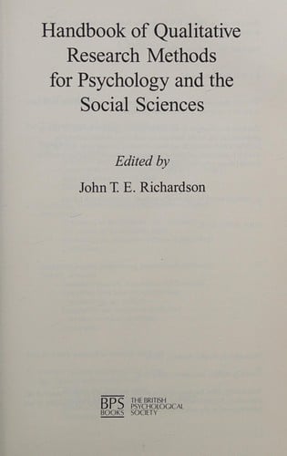 Handbook of qualitative research methods for psychology and the social sciences
