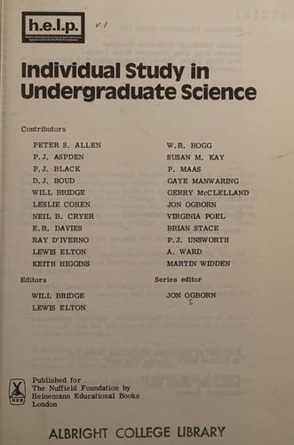 Individual study in undergraduate science