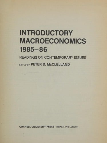Introductory Macroeconomics, 1985-86: Readings on Contemporary Issues