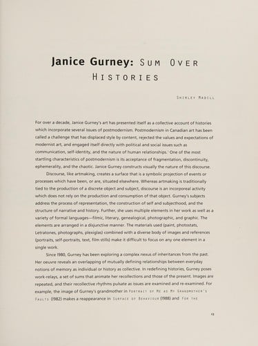 Janice Gurney: sum over histories.