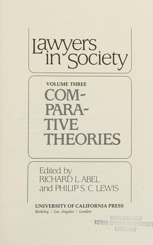 Lawyers in Society: Comparative Theories