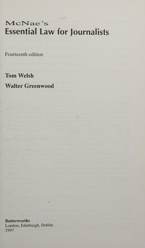 McNae's Essential Law for Journalists